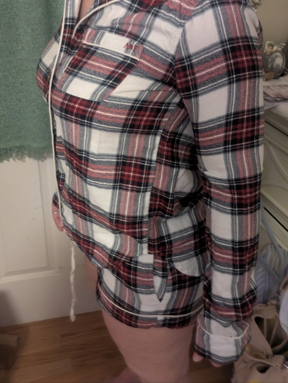 Abercrombie & Fitch Red Black White Plaid Sleepwear Shirt & Matching Shorts